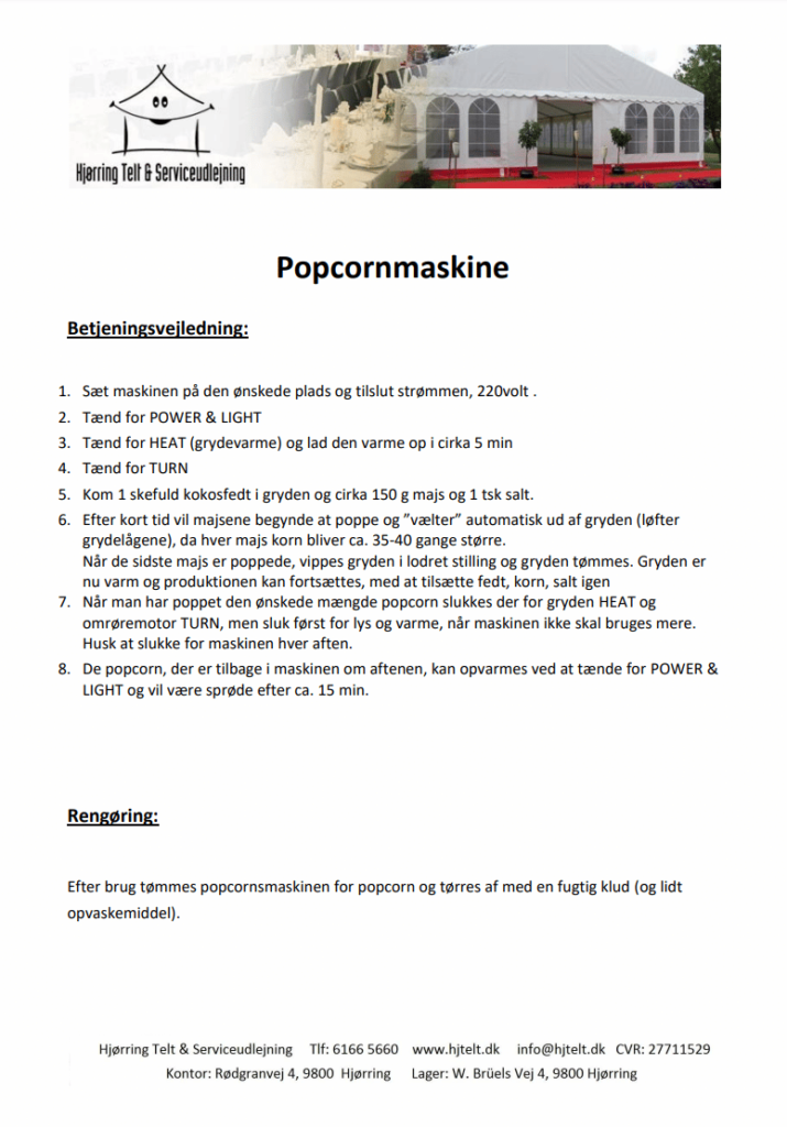 - Hjørring Telt- & Serviceudlejning - Lejebetingelser, Vejledning & Gode råd